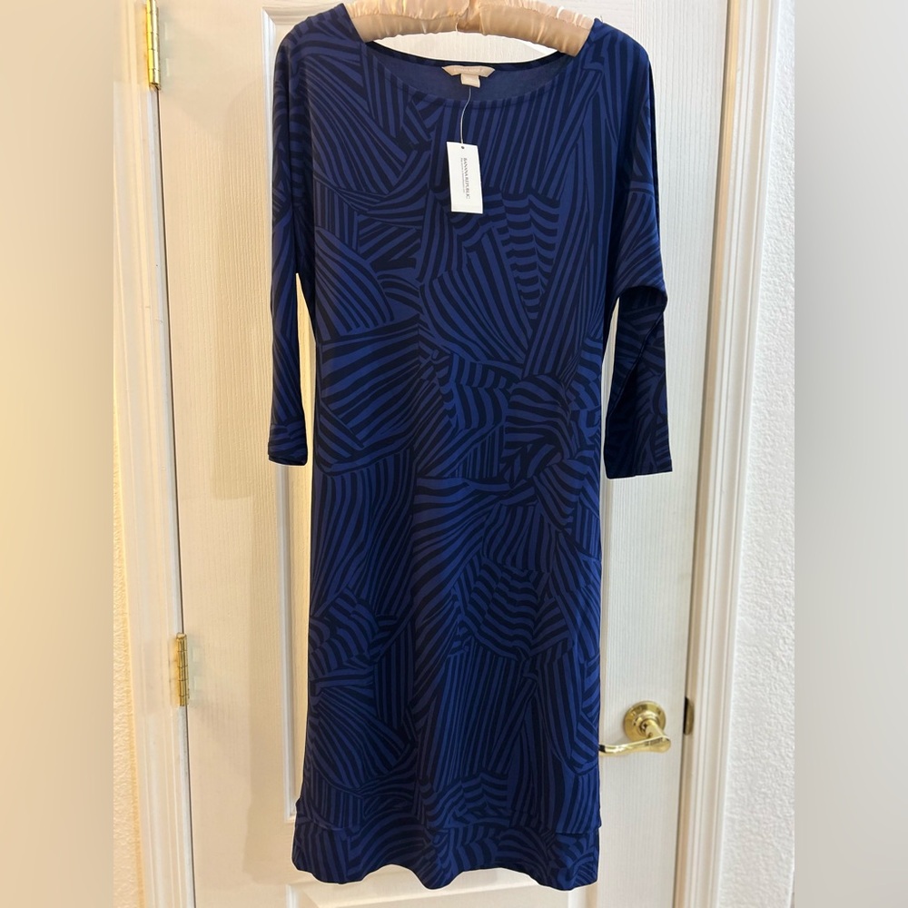 Belted Blue Patterned Dress